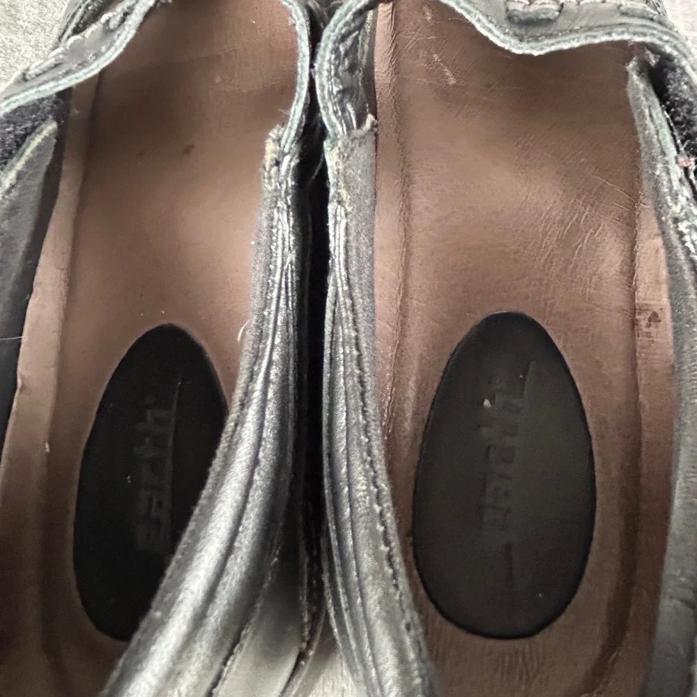 Earth Angelica Black Leather Mary Jane Comfort Flats Shoes Womens 8.5B